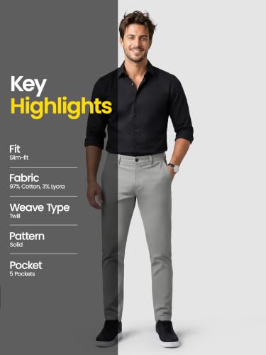 Image of Beyoung Cotton Lycra Classic Fit Chino Pants for Men | Casual Pants | Stretchable Chinos | Slant Pockets | Chino Trousers