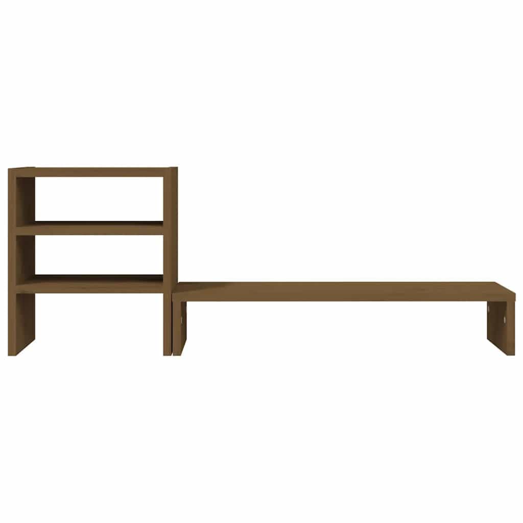 Supporto per monitor in legno massello di pino, 81 x 20 x 30 cm, supporto da scrivania con ripiano per tastiera, gestione dei cavi, scaffale ergonomico per ufficio, home office e gaming