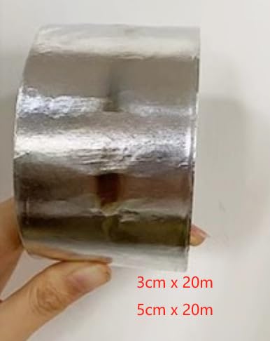 Image of ASEANAO Glass Fiber Cloth Aluminum Foil Tape, Fireproof Self-Adhesive Tape High Temperature Leak Proof Tin Foil Paper Duct Tape Seal Pipe Insulation Tear Resistance Metal Repair (5cm x 20m)
