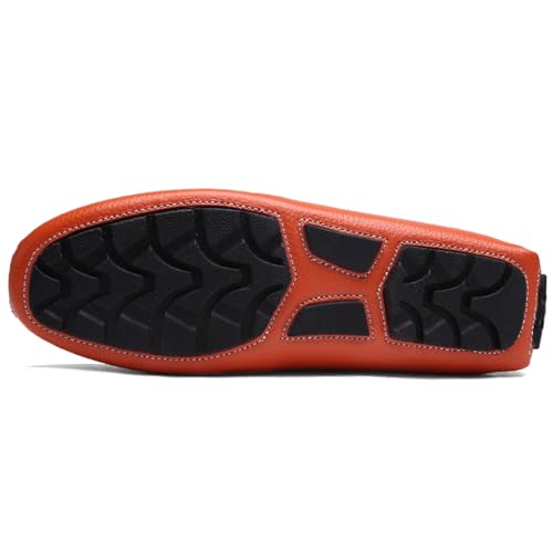 WUIWUIYU Men's Leather Loafers Casual Slip Ons Soft Penny Loafers Walking Driving Boat Shoes4