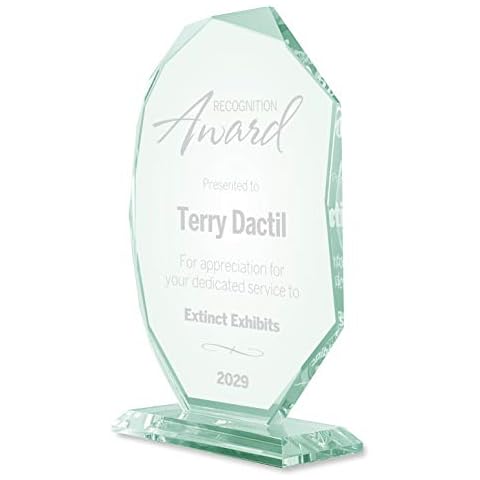 Awards4U Jade Glass Trophy Award with Custom Engraving - Laser Engraved Trophies 8.5 inches - Choose from Appreciation, Retirement, Excellence, Recognition, Shining Star, Above & Beyond - 8.5" Tall Cover