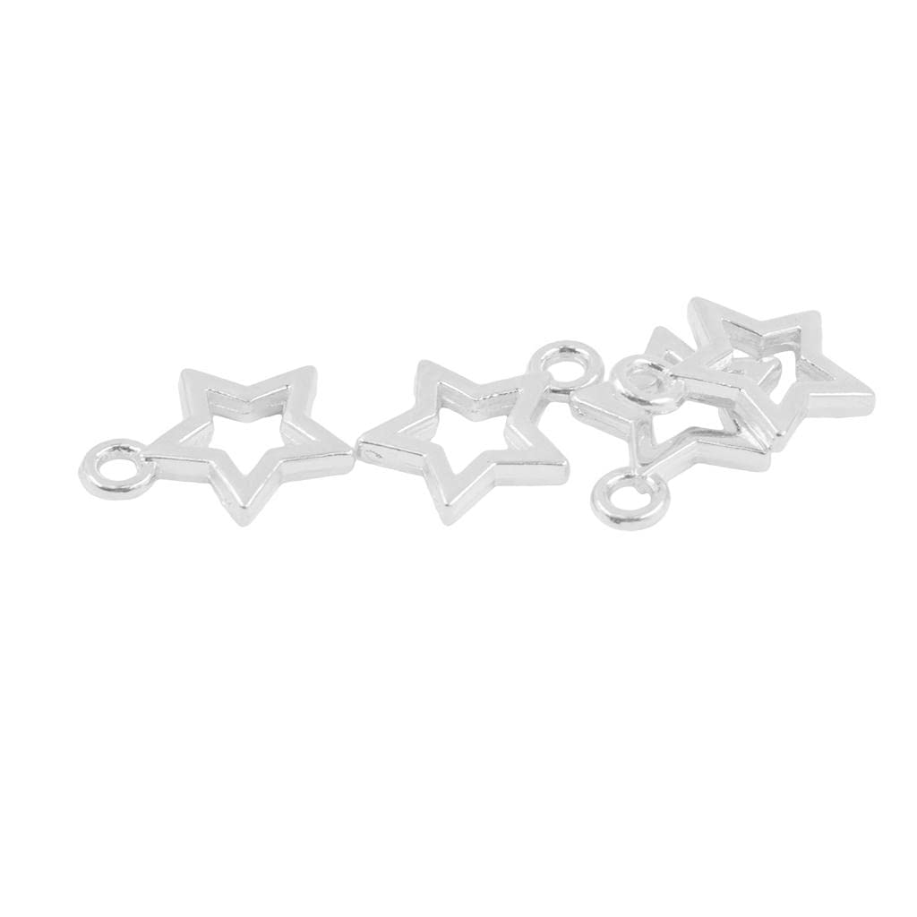 COMBR 100 Pieces Hollow Out Star Christmas Party Charms DIY Beads Silver White