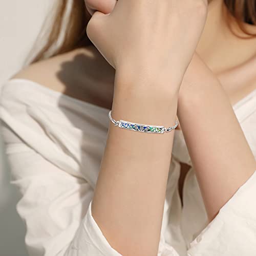 Scottish Thistle Bracelet Sterling Silver Scottish Symbol of Love Abalone Shell Bar Pendant Bracelet Jewelry Scottish Thistle Pendant Jewelry Gift for Women2