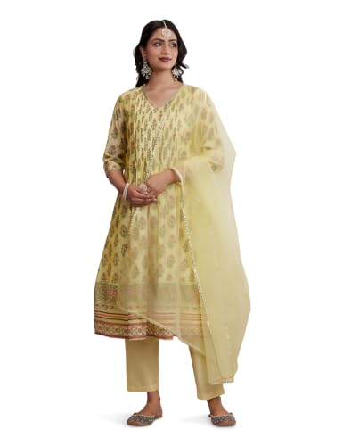 Image of Amazon Brand - Myx Women's Kurta Pant Set with Dupatta| Salwar Suit (Available in Plus Sizes)