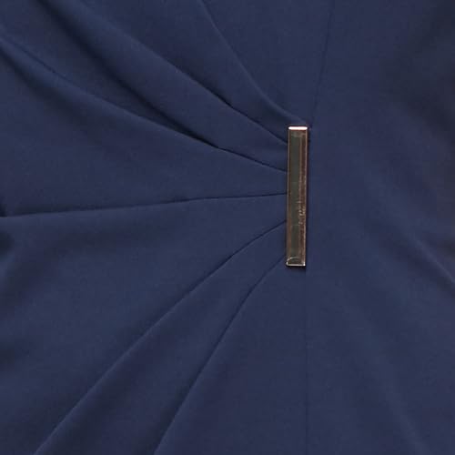 S.L. Fashions Women's Short Stretch Sheath Business Casual Day Dress with Side Ruched Waist and Hardware Detail3