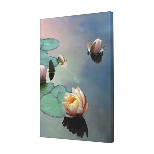 Toile murale lotus moderne OUSIKA tableau deco salon et chambre 40x60 cm