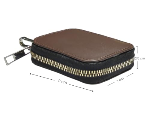 Image of Premium Eco-Friendly Universal Leather TWS earpod Storage Pouch Zip Lock with Hook Compatible with All Generation Apple Airpods - (Cover Only) (Dark Brown)