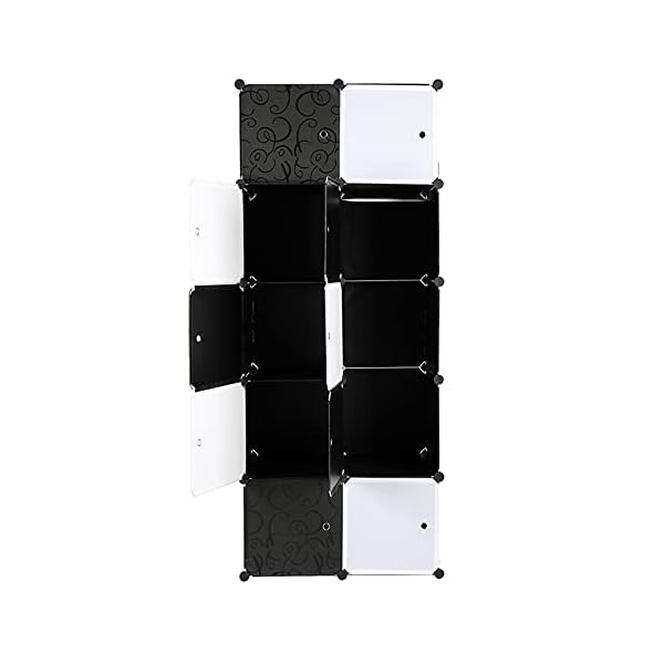 NA 10 Cube Organizer Stackable Plastic Cube Storage Shelves Design Multifunctional Modular Closet Cabinet with Hanging Rod - Image 7