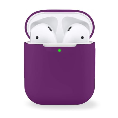 MyGadget Cover in Silicone Morbido Custodia Compatibile con Apple AirPods 1 e 2 Generazione - Case per Cuffie Auricolari - Skin in Gomma - Violetto