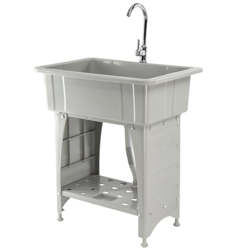 VINGLI 20-Gallon Utility Sink with Faucet, Grey