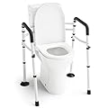 WAYES Toilet Safety Rails - Adjustable Toilet Safety Frame, Toilet Seat Risers for Seniors, Handicap, Elderly and Disabled, Stand Alone Toilet Bars Fit for Any Toilet, Foldable and Portable Assist Aid