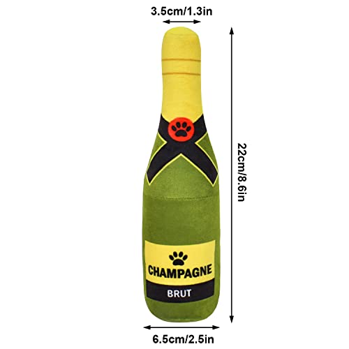 Zimoer Hundespielzeug Quietschend Plüsch Quietschspielzeug Hund Gefüllte Champagner Flasche 22 cm Quietschendes Spielzeug für Welpen, Kleine und Mittlere Hunde, Haustiere