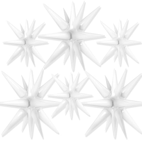 Image of PartyWoo Ivory Star Spike Balloons 6pcs Explosion Foil Mylar Balloons