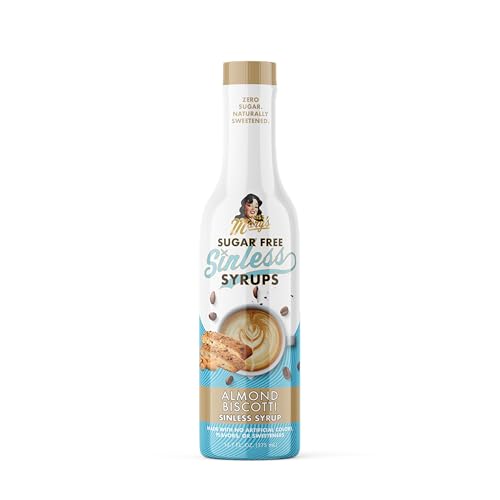 Sugar Free Almond Biscotti Syrup - Stevia Based, No Sugar Alcohols or Sucralose, No Artificial Sweeteners, Natural Ingredients, Water Enhancer, Tea, Desserts Keto Friendly, 1 Pack
