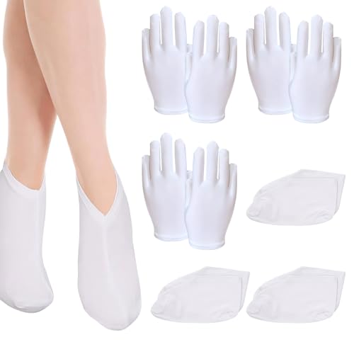 3 Pairs Moisturising Socks and Gloves, Cotton Socks for Foot Cream and Hand Moisturise Gloves Set, Reusable Hydrating for Hand and Foot Rough Cracked