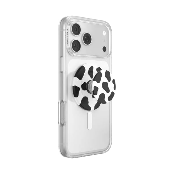 Image of PopSockets Phone Grip for MagSafe, Magnetic Holder- Cow Print