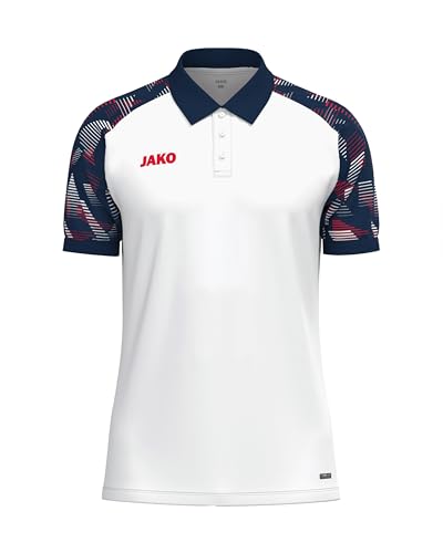 JAKO Unisex Poloshirt Sonic, weiß/Marine/rot, XL – Ansicht 1