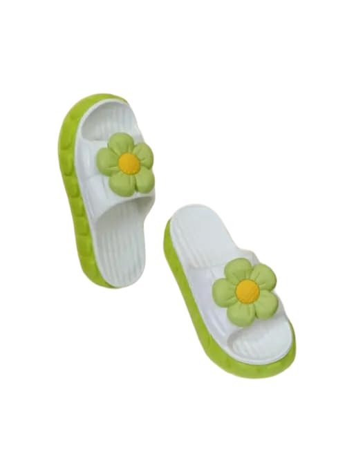 Women's EVA Open Back & Toe Slip-On Wedge Mint White Sandal with Sunflower Accent-image-11