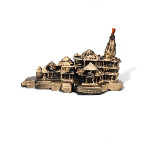 Image of Ram Mandir Ayodhya Model Authentic Design Gold Color for Home Temple Spiritual Decor Ram Mandir Replica Showpiece for Puja Room Office and Gifting