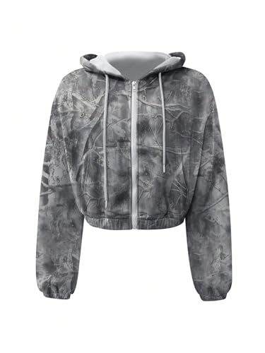 Men's Camo Graphic Hoodies Y2k Long Sleeve Hooded Crop Sweatshirts Streetwear