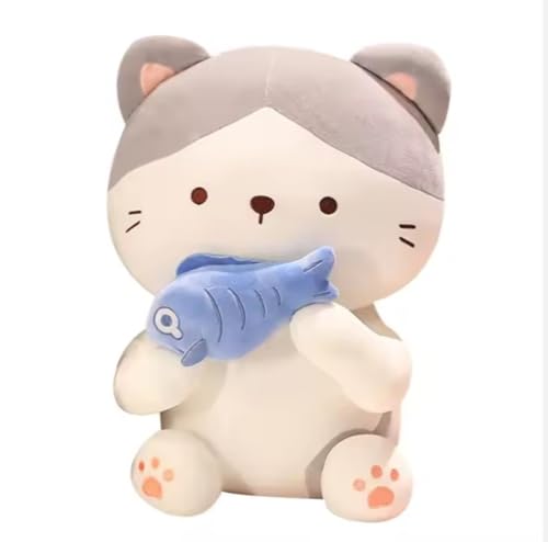 Image of Adorable and Safe Fish Cat Plush Toy for Children - Non-Toxic, Huggable, Washable & Perfect for Birthdays or Nursery Decor
