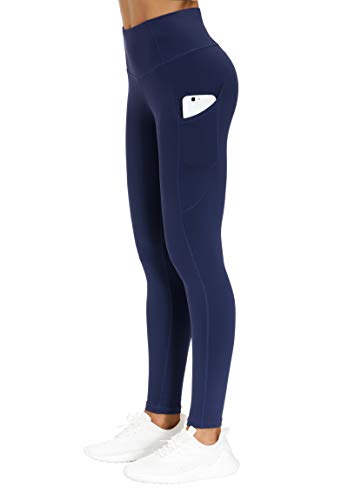 Image of THE GYM PEOPLE Thick High Waist Yoga Pants with Pockets, Tummy Control Workout Running Yoga Leggings for Women