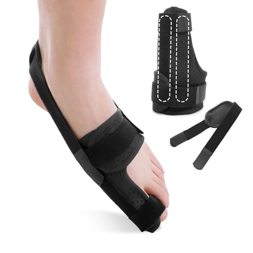 Chonario Broken Big Toe Splint Brace, Turf Toe Brace Support for Broken, Fracture, Sprains, Arthritis, Women & Men, with 2 Detachable Metal Plates - Left