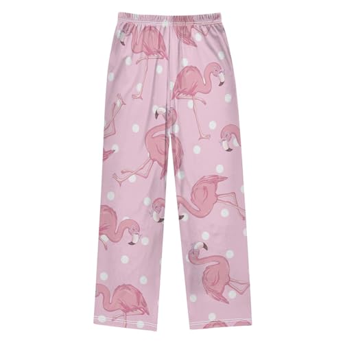 Flamingo and Dot Boys Pants Boys Athletic Pants Long Pant for Boy with Pockets Wide-Leg Size 6-14Y2