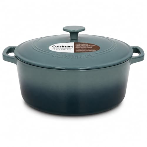 Image of Cuisinart Chef's Classic Enameled Cast Iron Dutch Oven with Lid, Porcelain Enameled Interior, Oven Safe, Induction Compatible, 7-Quart, Round, Sea Glass Green