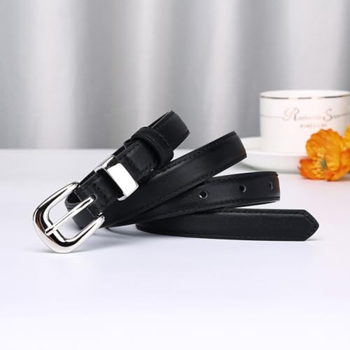 0.78" Women's Skinny Leather Belts for Ladies Thin Strap for Jeans Dress Pants with Fashion Bright Silver Buckle4