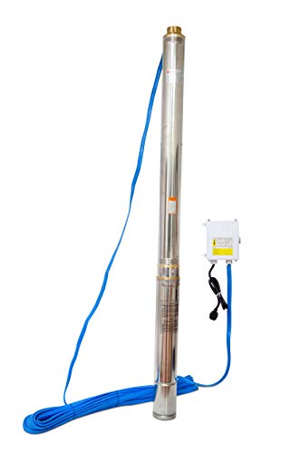 Grandmaster - Bomba De Agua Sumergible Para Pozo, 2200W, 5,7m3/h, Acero Inoxidable, Profundidad Máxima 180m, Cable Eléctrico 22m, 2850RPM, IP68, Bomba Eléctrica 1,5", 26 Impulsores De Plastico