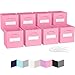 Royexe - Storage Cubes - (Set of 8) Storage Baskets | Features Dual Handles & 10 Window Cards | Cube Storage Bins | Foldable Fabric Closet Shelf Organizer | Drawer Organizers and Storage (Sunny Pink)