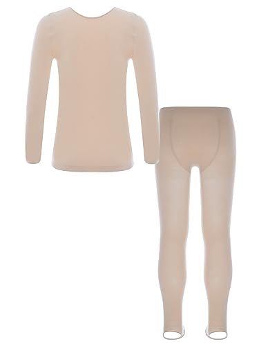 FEESHOW Kids Girl Thermal Underwear Long Sleeve Base Layer Top and Pantyhose Leggings Set Long Johns Set4