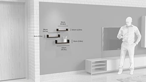 Image of Engineered Wood Wall Shelves for Living Room Wall Mounted Book Shelf,Hanging Shelf for Room,Wall & Home Decor Items | Storage Organizer U Shape Corner Wall Shelf | Set of 3 (Flowery Wenge)