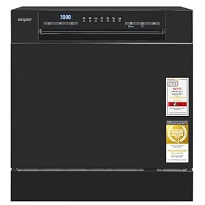 Exquisit Tischgeschirrspüler | 8 Maßgedecke, Energieeffizienzklasse D, 49 dB(A) | kompakte Bauform, 7 Programme, Auto Door Open, Restlaufanzeige, Innenbeleuchtung | GSP5508-030D schwarz