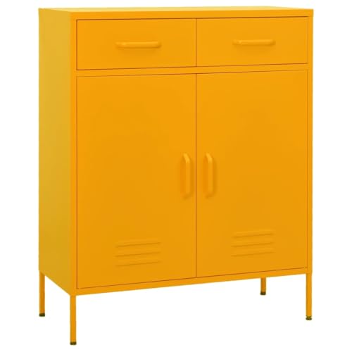 vidaXL Armario de Almacenamiento Aparador Librería Alacena Estantería Organizador Muebles Hogar Estable Acero Amarillo Mostaza 80x35x101,5 cm