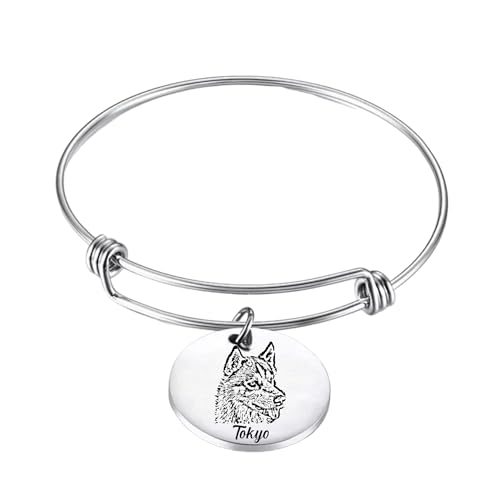 Personalized Pet Portrait Bracelet – Customized Pet Photo Bracelet – Engraved Cat Dog Memorial Bracelet – Keepsake Pet Bracelet – Dog Mom Bracelet – Sympathy Gifts