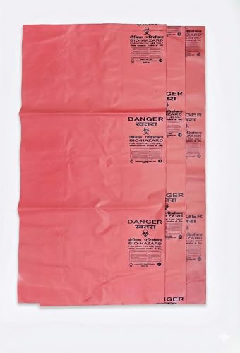 Image of HEAN Bio Hazard Waste Disposal Bags, 20x24 inch, 75 Micron, Bio Medical Garbage Bags (Red - 30)