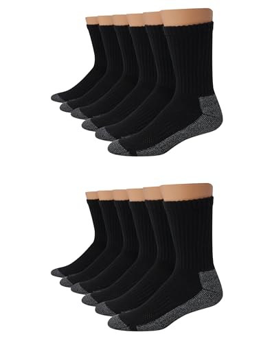 Hanes Men's Work Socks, Cushioned Crew Socks, Moisture-Wicking Socks & Odor Control, 12-Pack - image 2