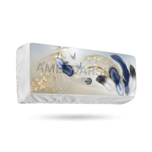 Image of Polyester Printed Air Conditioning Dust Cover Folding Designer Ac Cover For Indoor Split Ac 1.5 Ton (97X 31X 21 Cm ) (Butterflies)