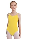 YOOJIA Maillot De Danza Ballet Clásica Para Niña Leotardo De Danza Gimnasia Patinaje Maillot De Tirantes Ropa De Bailarina Amarillo 7-8 años