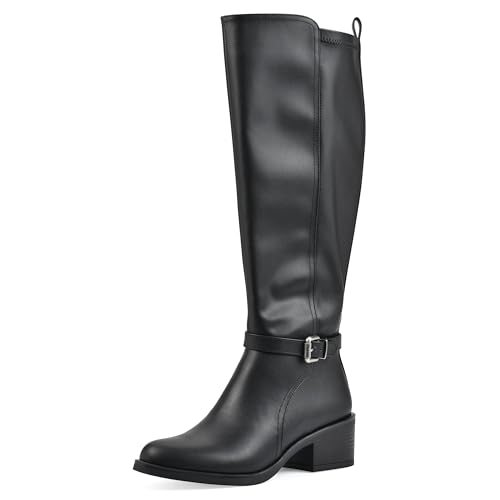 WHITE MOUNTAIN Women's Custard Block Heeled Tall Shaft Riding Boot