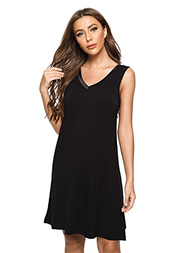 Image of GYS Cooling Bamboo Viscose Nightgowns for Women, Lightweight Sleeveless V Neck Sleep Shirt for Hot Sleepers, Soft Night dress
