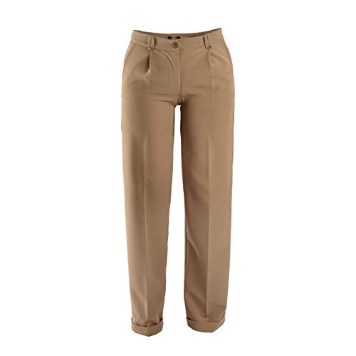 Pantalone Donna Ragazza Panta Palazzo Tasca America Con Pence Made In Italy 0967 Tabacco 40