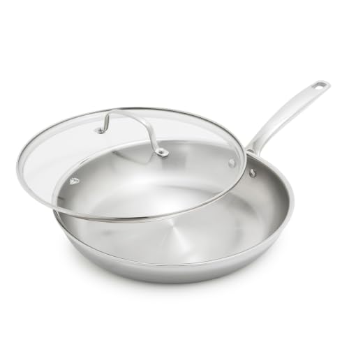 Image of Blue Diamond Pro Steel 12 inch Tri-Ply Stainless Steel Frying Pan with Lid