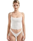 SUUKSESS Women Sexy Square Neck Tank Top Summer Going Out Tops Double Line Sleeveless Basic Cami Shirts (Snow White, L)