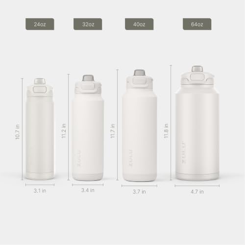 Image of ZULU Powerfill Pro 64oz Half Gallon Stainless Steel Water Bottle with Quick Fill Lid, Triple Walled Vacuum Insulated Metal, Leak Proof Locking Lid, Sip and Chug, Reusable BPA Free, White Monochrome