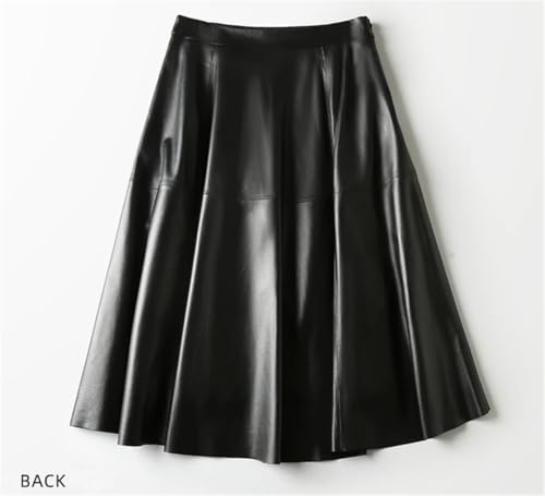 Alloaone Women Genuine Leather Over Knee Long Pleated Violet Irregular Big Hem Flared Purple Skirt Brown M steampunk buy now online