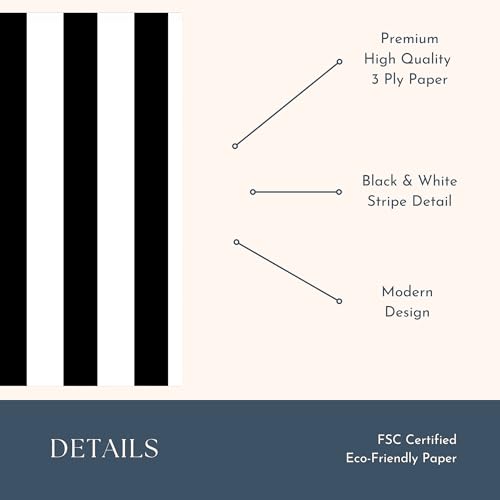 Image of Bonjour Fete Black Cabana Stripe Guest Towels, Pack of 20, 4.25x7.75 inch