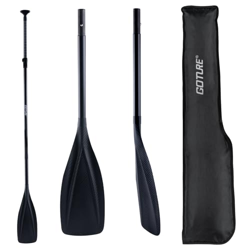 Goture Carbon Fiber Paddles Lightweight, SUP Paddles, Adjustable Carbon Shaft 3-Piece, 65.5’’ - 81.9’' Stand-up Paddle Oars for Paddleboards with Carrying Bag